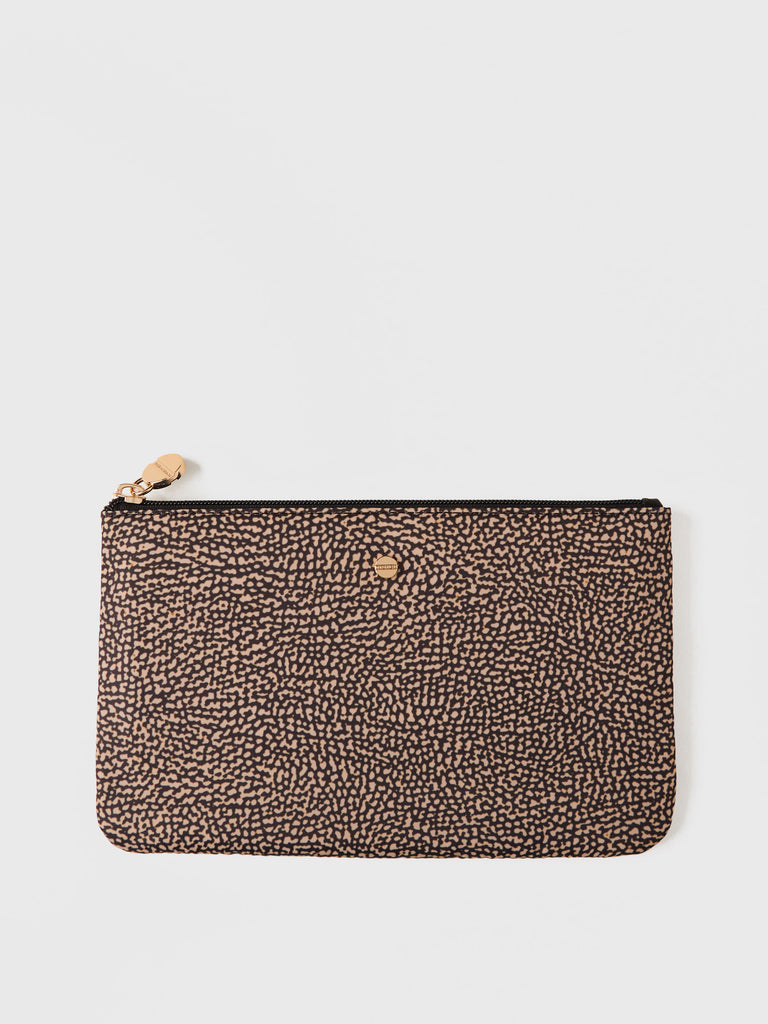 OP recycled fabric and Leather case - CLASSICA FLAT POUCH - Borbonese