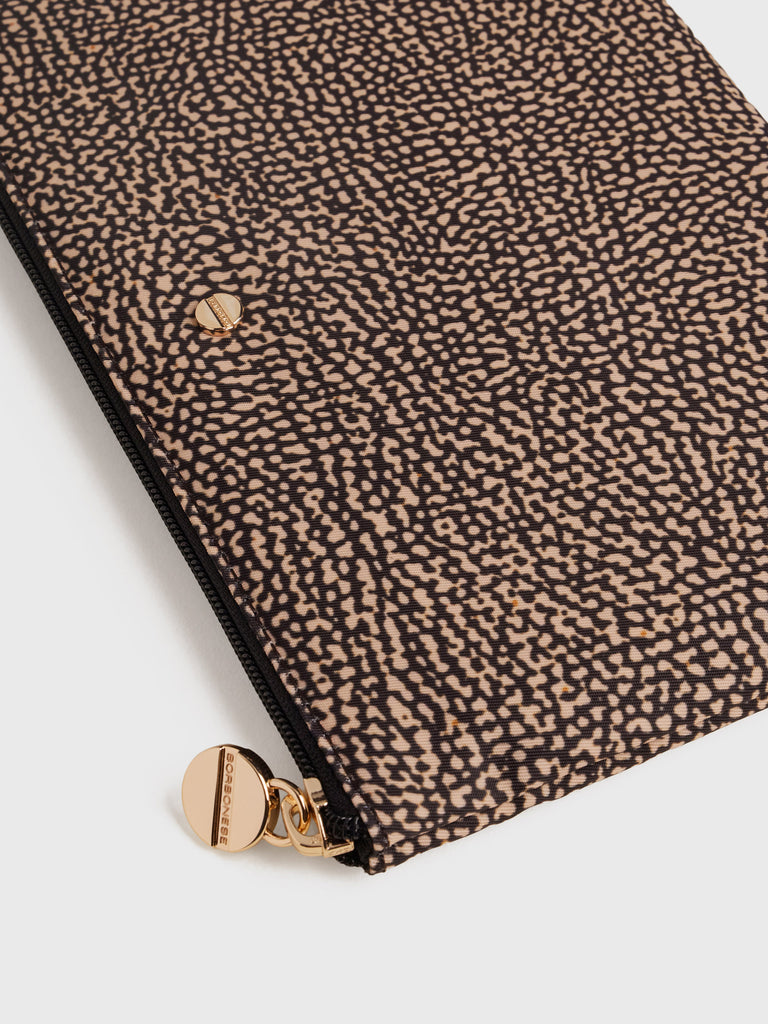 OP recycled fabric and Leather case - CLASSICA FLAT POUCH - Borbonese