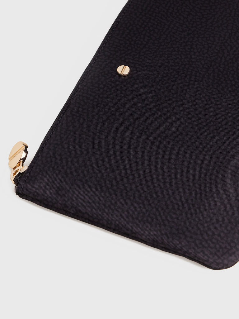OP recycled fabric and Leather case - CLASSICA FLAT POUCH - Borbonese