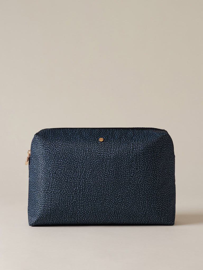 Busta di Tessuto riciclato Op e Pelle - BEAUTY CASE MEDIUM - Borbonese