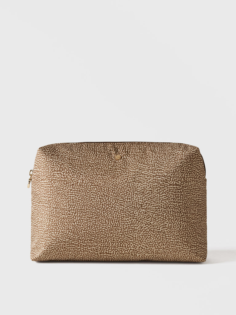 Recycled OP Fabric and Leather Pouch - CLASSICA TOILETRY BAG MEDIUM - Borbonese