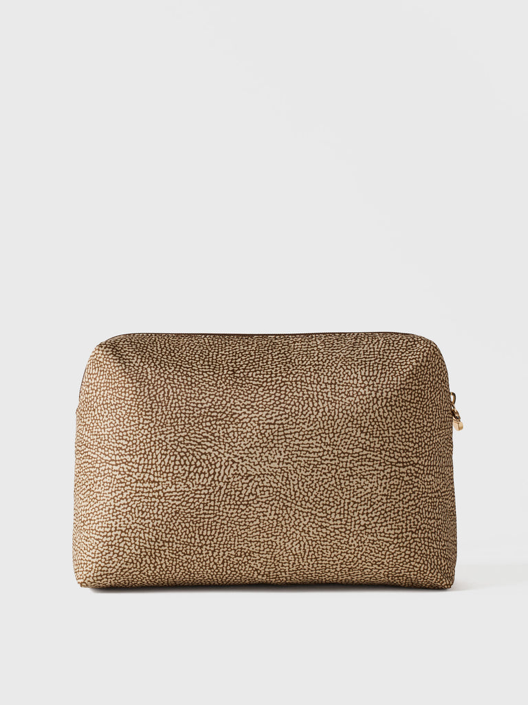 Recycled OP Fabric and Leather Pouch - CLASSICA TOILETRY BAG MEDIUM - Borbonese