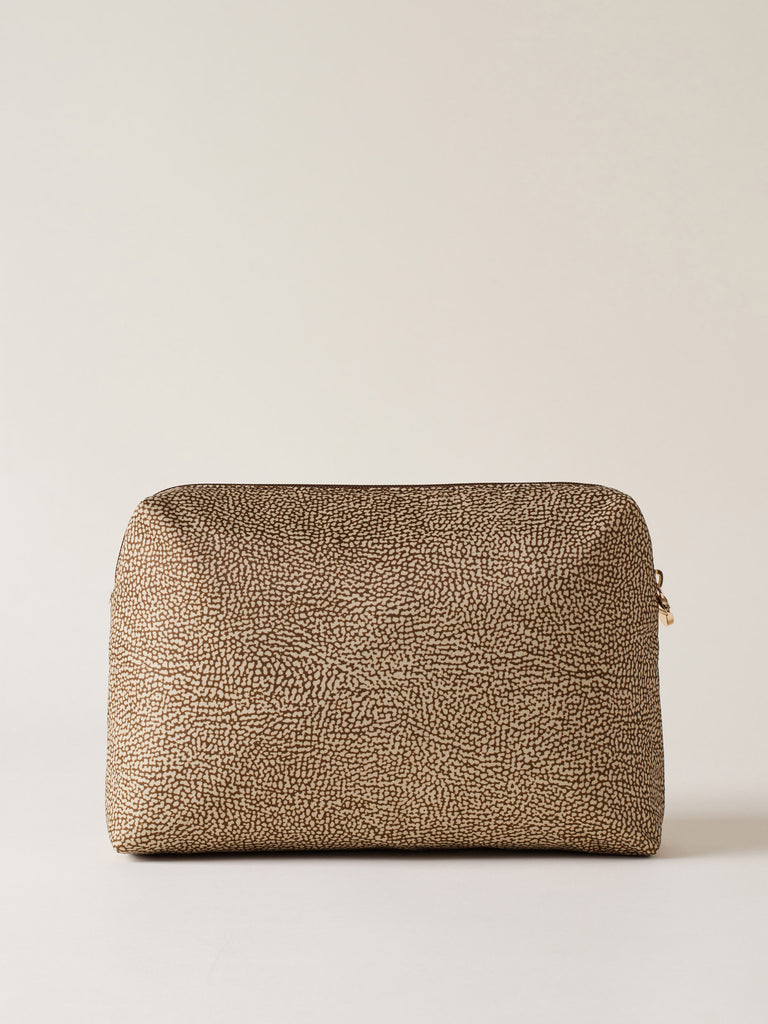 Busta di tessuto riciclato OP e pelle - BEAUTY CASE MEDIUM  - Borbonese