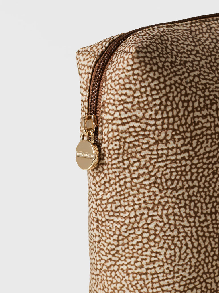 Recycled OP Fabric and Leather Pouch - CLASSICA TOILETRY BAG MEDIUM - Borbonese