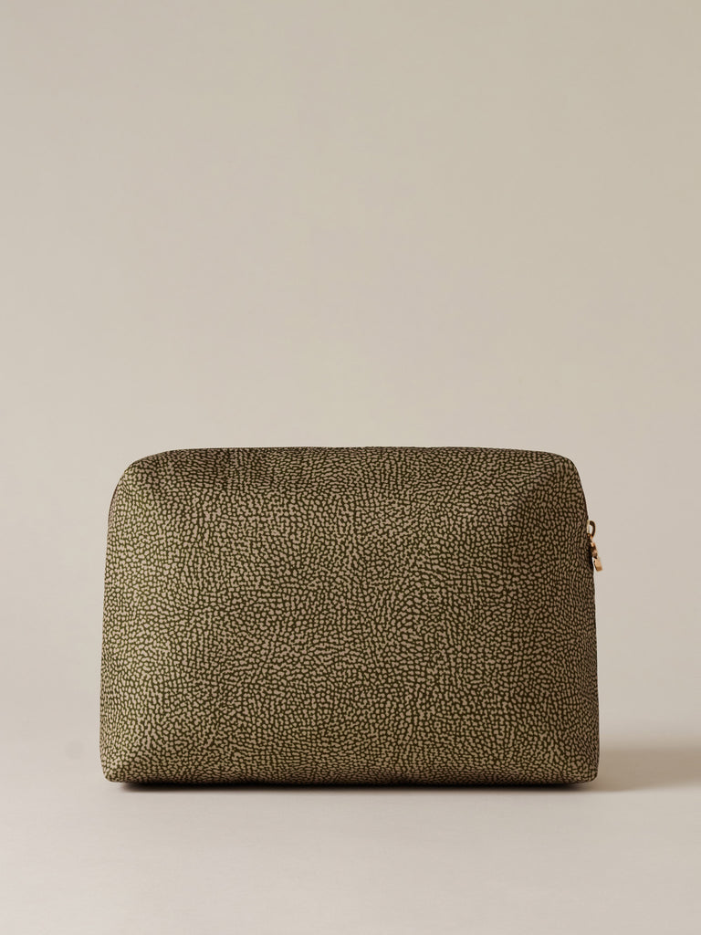 Busta di Tessuto riciclato Op e Pelle - BEAUTY CASE MEDIUM - Borbonese