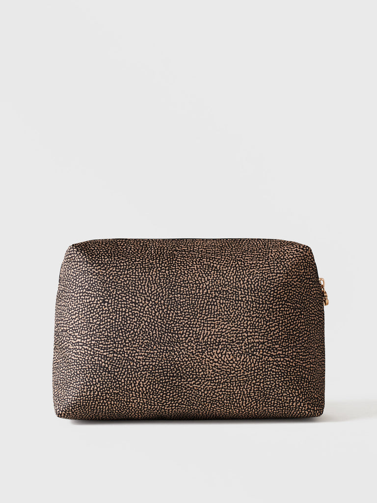 Recycled OP Fabric and Leather Pouch - CLASSICA TOILETRY BAG MEDIUM - Borbonese