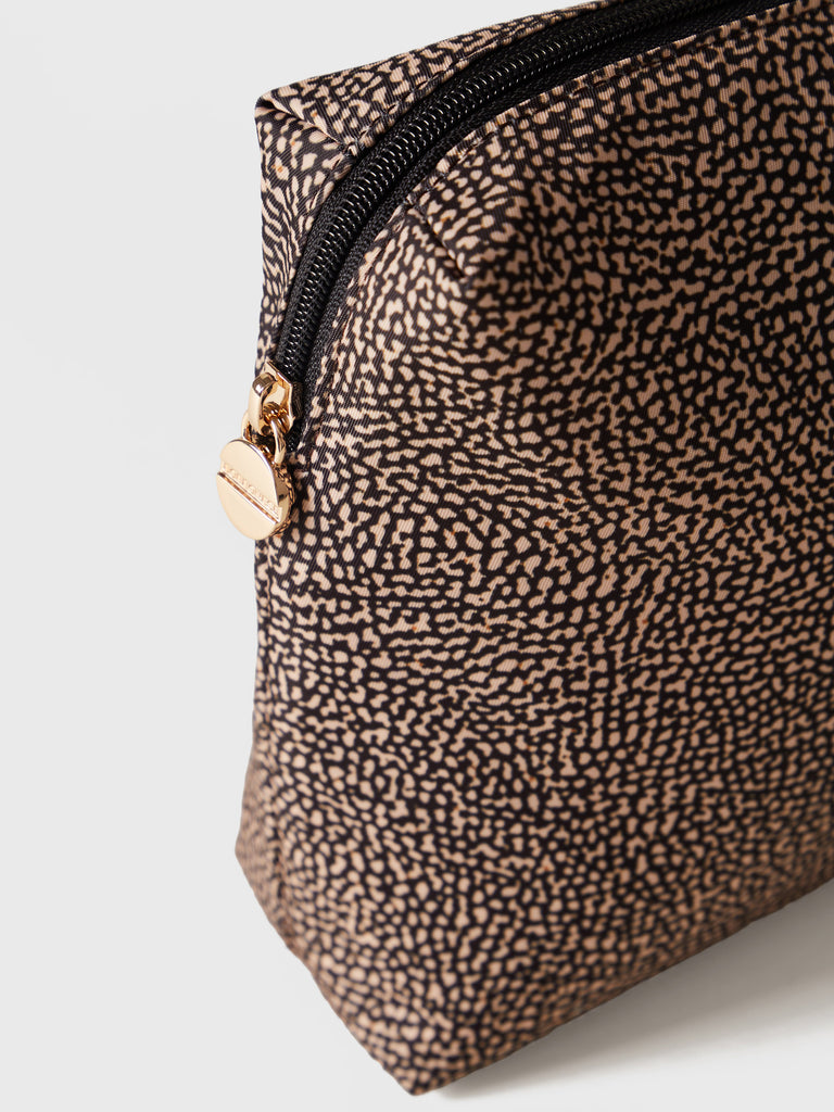 Recycled OP Fabric and Leather Pouch - CLASSICA TOILETRY BAG MEDIUM - Borbonese