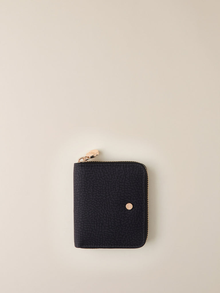 Zip Around di Tessuto Riciclato OP e Pelle - PORTAFOGLIO SMALL ZIP AROUND - Borbonese