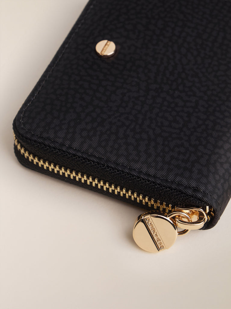 Zip Around di Tessuto Riciclato OP e Pelle - PORTAFOGLIO SMALL ZIP AROUND - Borbonese