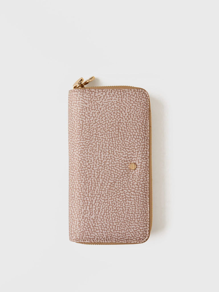 Zip Around di tessuto riciclato OP e Pelle  - PORTAFOGLIO CLASSICA LARGE - Borbonese