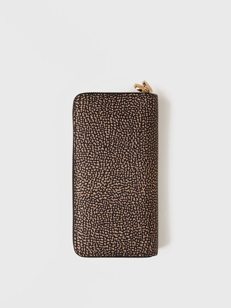 OP recycled fabric & leather Ziparound - DOUBLE ZIP-AROUND LARGE WALLET - Borbonese