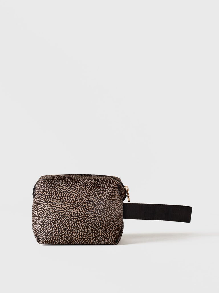 Recycled OP Fabric and Leather Beauty Case - CLASSICA SMALL COSMETIC CASE - Borbonese