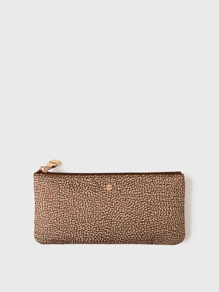 Recycled OP Fabric and Leather Case - CLASSICA FLAT POUCH - Borbonese