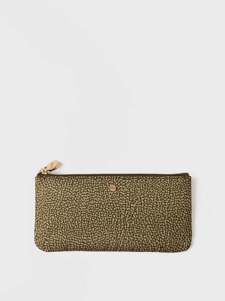 Recycled OP Fabric and Leather Case - CLASSICA FLAT POUCH - Borbonese