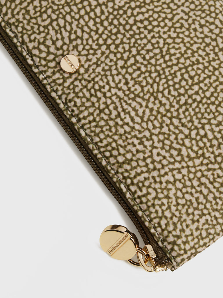 Recycled OP Fabric and Leather Case - CLASSICA FLAT POUCH - Borbonese