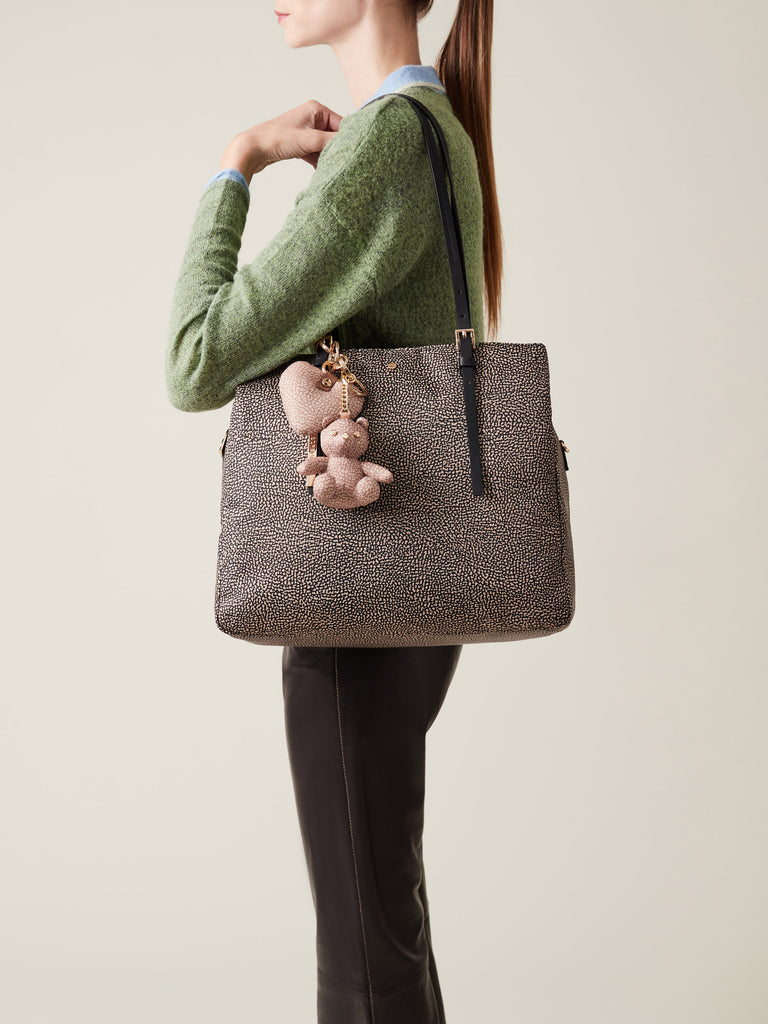 Borsa a spalla di tessuto riciclato OP e Pelle - L'ECOLE BORSA SHOPPING   - Borbonese