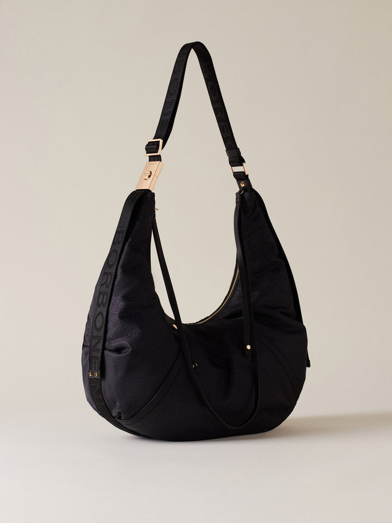 Hobo Bag Nero Borse Borbonese FOLD HOBO MEDIUM – Borbonese