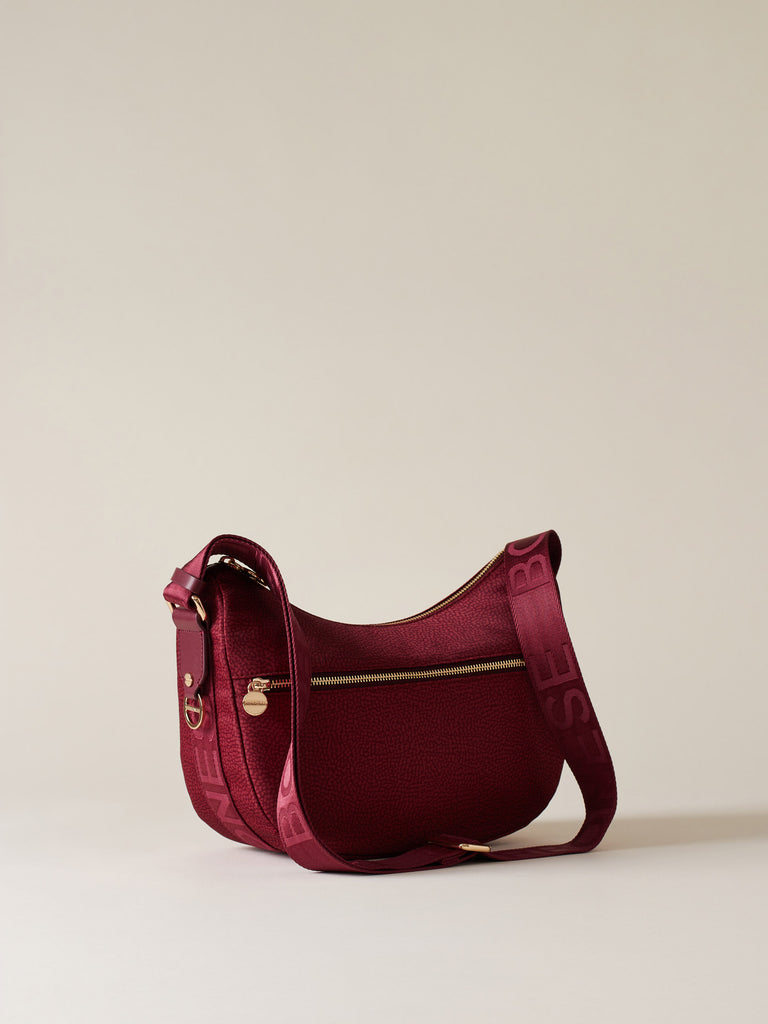 Recycled OP Fabric and Leather Hobo - ECO LINE LUNA BAG SMALL - Borbonese