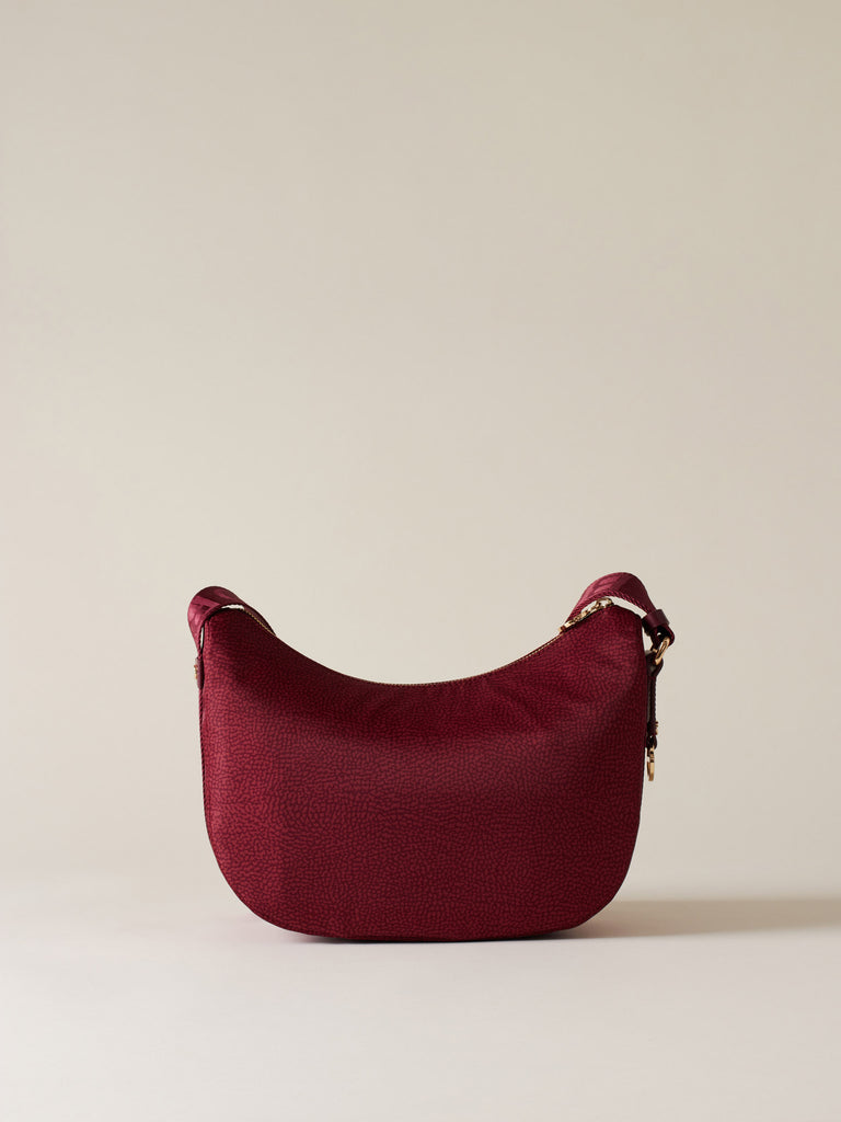 Recycled OP Fabric and Leather Hobo - ECO LINE LUNA BAG SMALL - Borbonese
