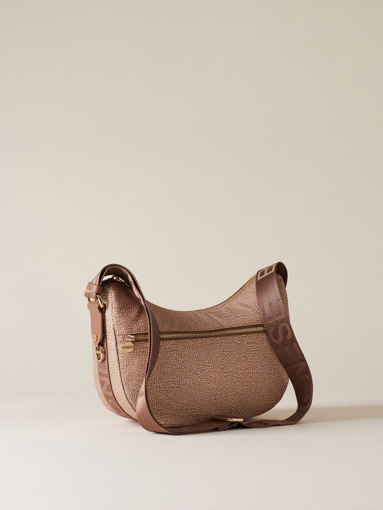 Recycled OP Fabric and Leather Hobo - ECO LINE LUNA BAG SMALL - Borbonese