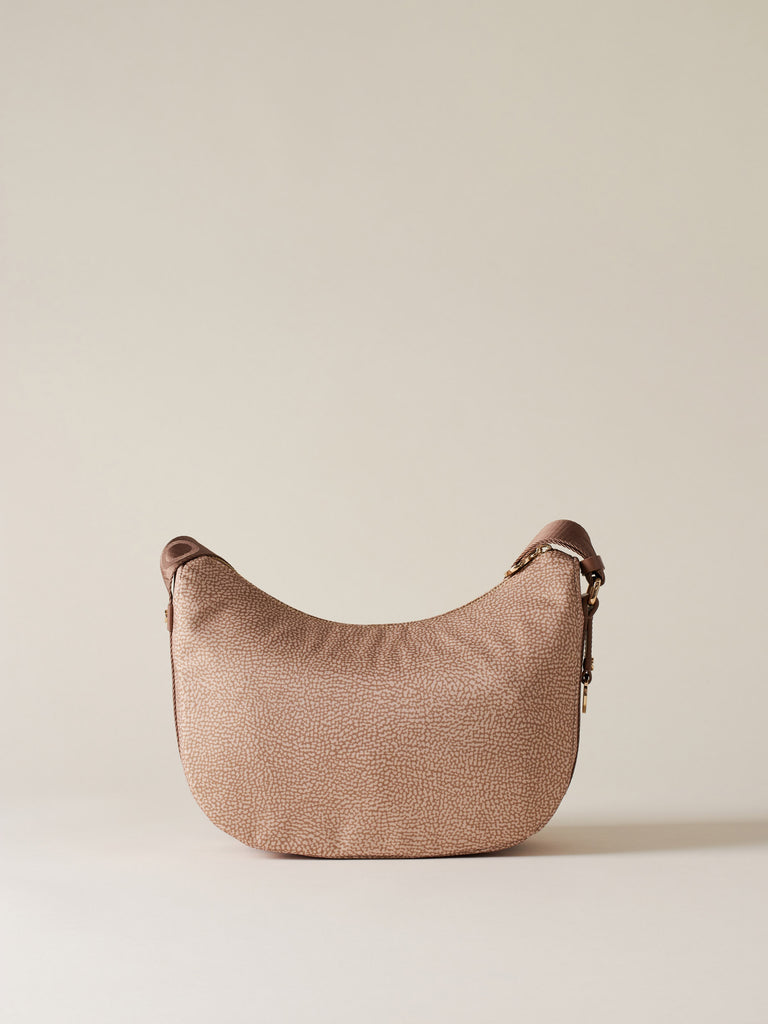Recycled OP Fabric and Leather Hobo - ECO LINE LUNA BAG SMALL - Borbonese