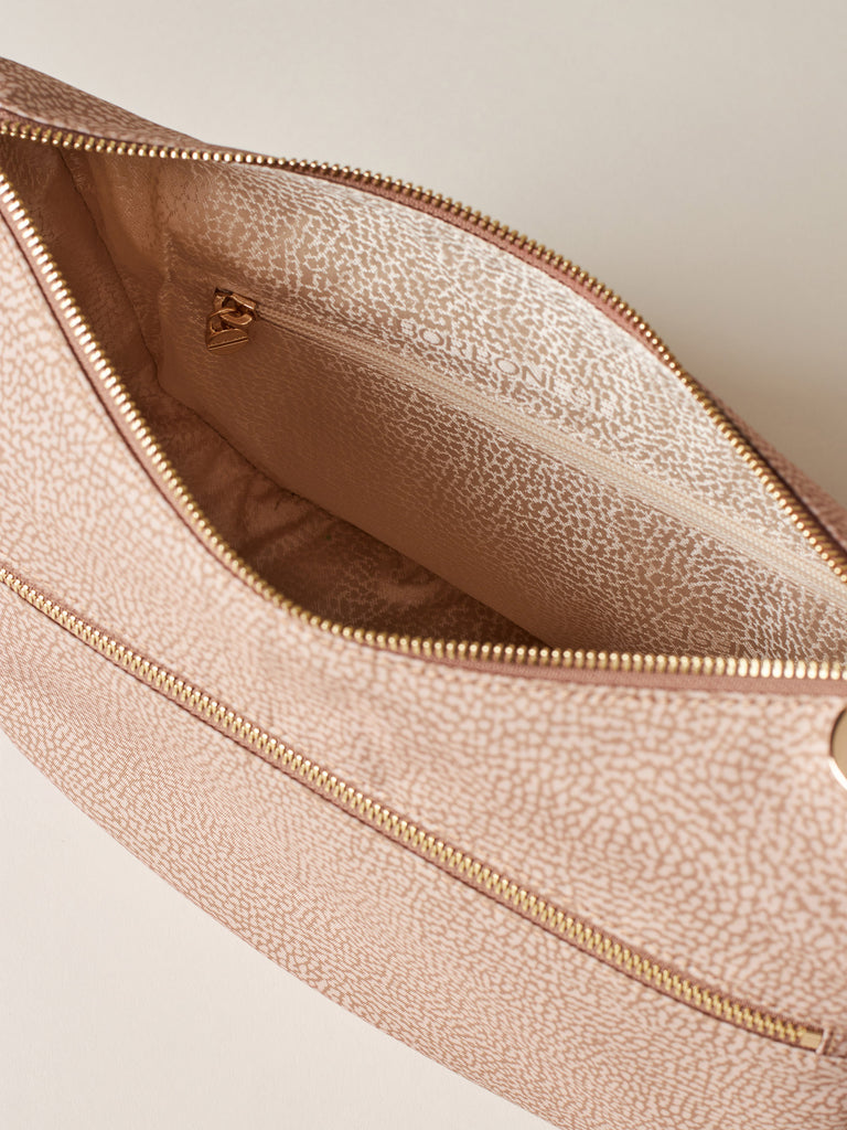 Recycled OP Fabric and Leather Hobo - ECO LINE LUNA BAG SMALL - Borbonese