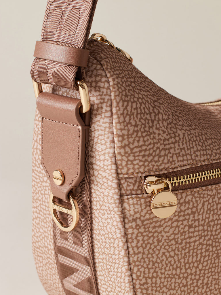 Recycled OP Fabric and Leather Hobo - ECO LINE LUNA BAG SMALL - Borbonese