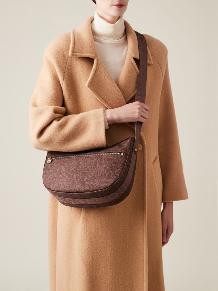 Recycled OP Fabric and Leather Hobo - ECO LINE LUNA BAG SMALL - Borbonese