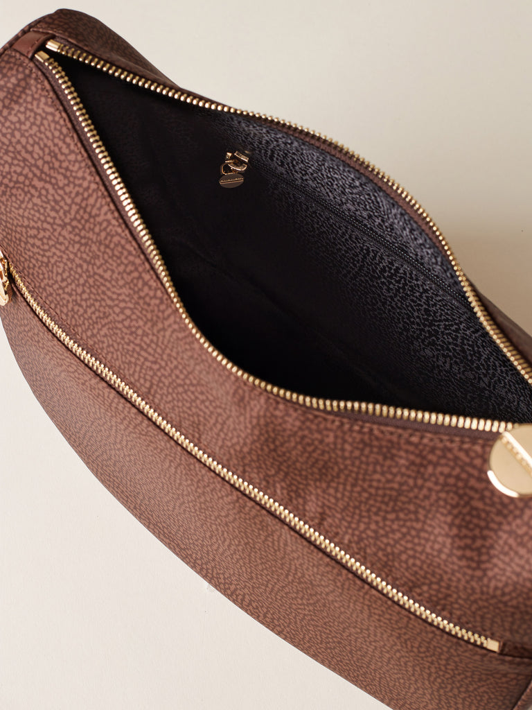 Hobo di tessuto riciclato Op e Pelle - ECO LINE LUNA BAG SMALL - Borbonese