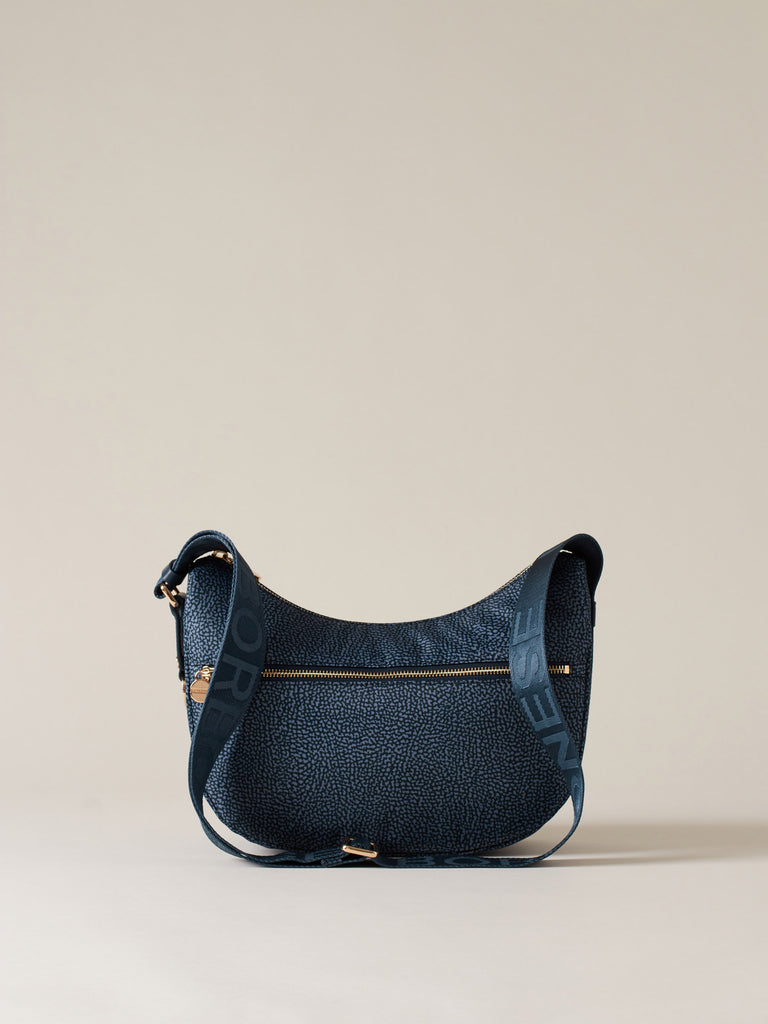 Hobo di tessuto riciclato Op e Pelle - ECO LINE LUNA BAG SMALL - Borbonese