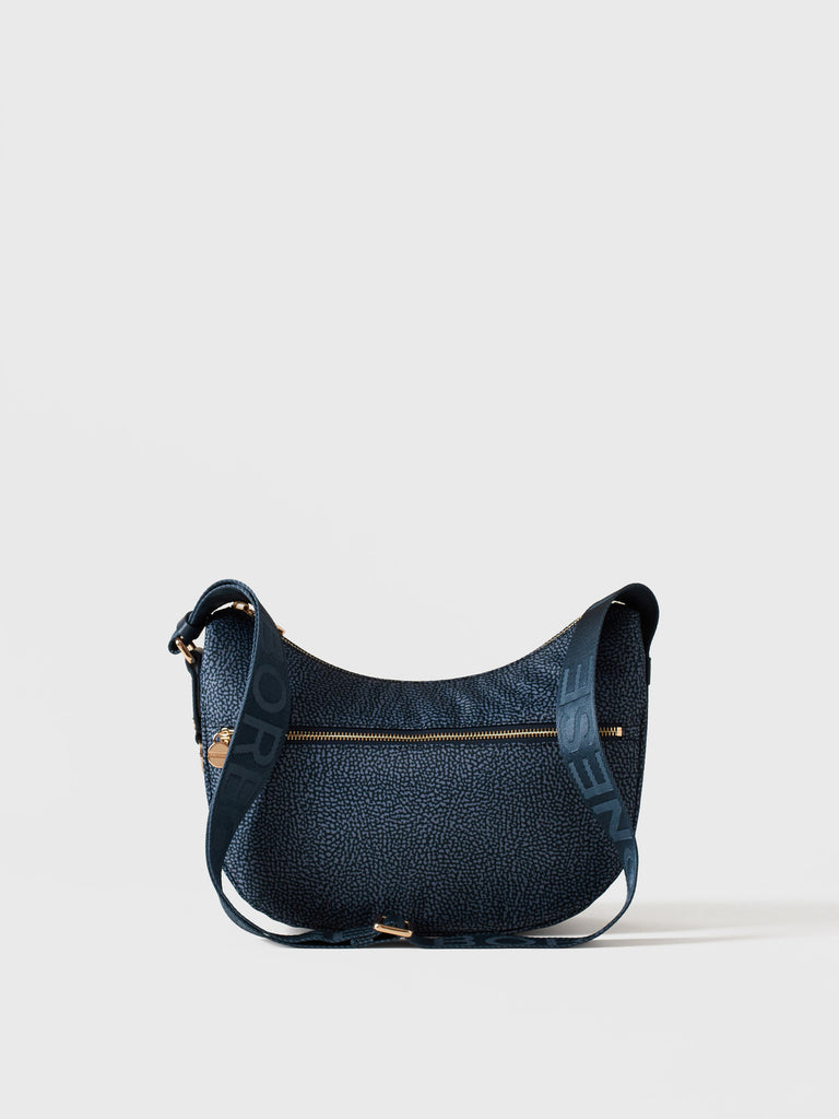 Hobo di tessuto riciclato Op e Pelle - ECO LINE LUNA BAG SMALL - Borbonese