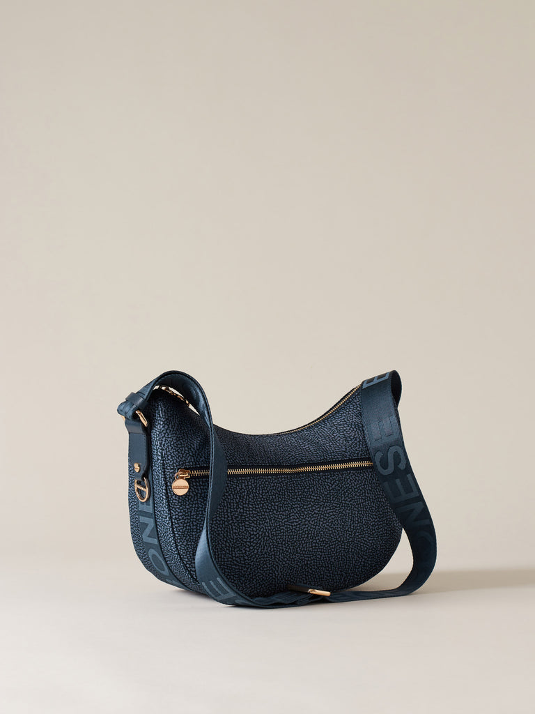 Hobo di tessuto riciclato Op e Pelle - ECO LINE LUNA BAG SMALL - Borbonese