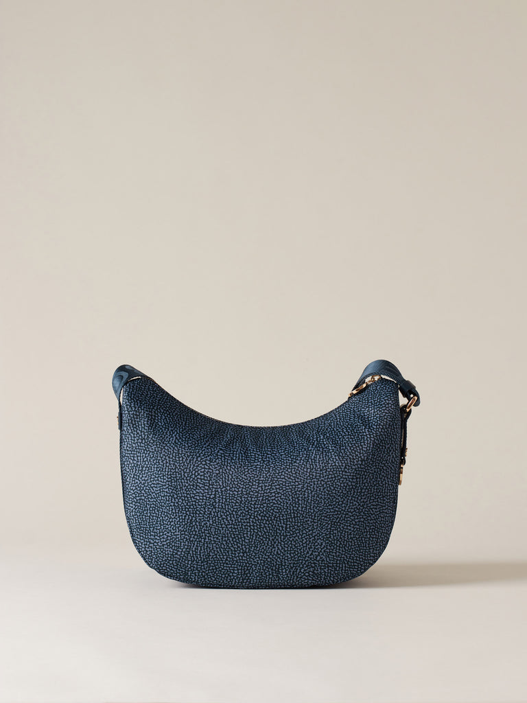 Hobo di tessuto riciclato Op e Pelle - ECO LINE LUNA BAG SMALL - Borbonese