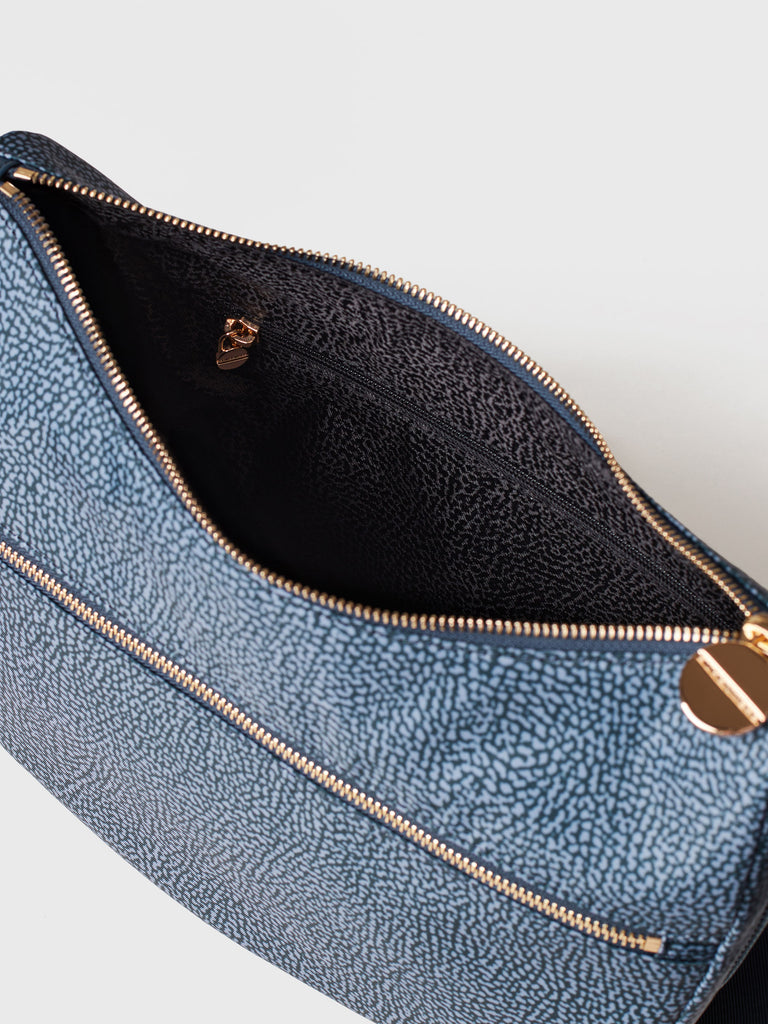 Hobo di tessuto riciclato Op e Pelle - ECO LINE LUNA BAG SMALL - Borbonese