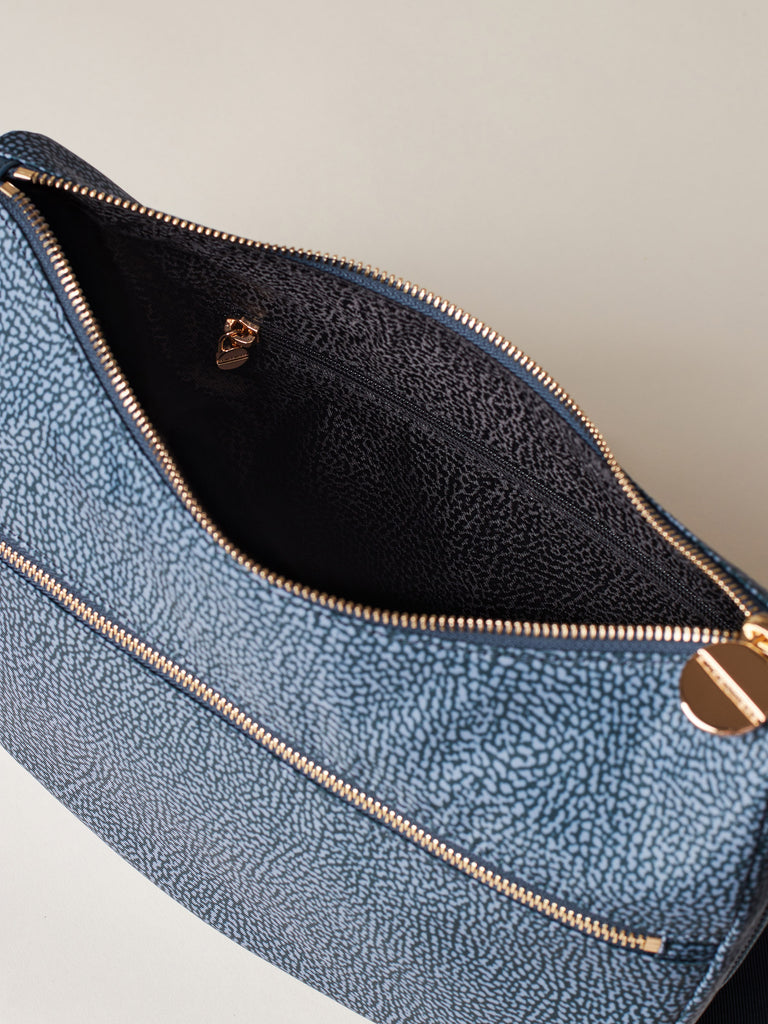 Hobo di tessuto riciclato Op e Pelle - ECO LINE LUNA BAG SMALL - Borbonese