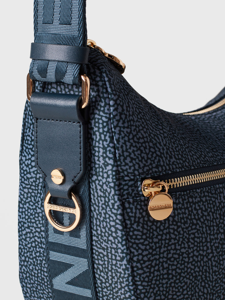 Hobo di tessuto riciclato Op e Pelle - ECO LINE LUNA BAG SMALL - Borbonese