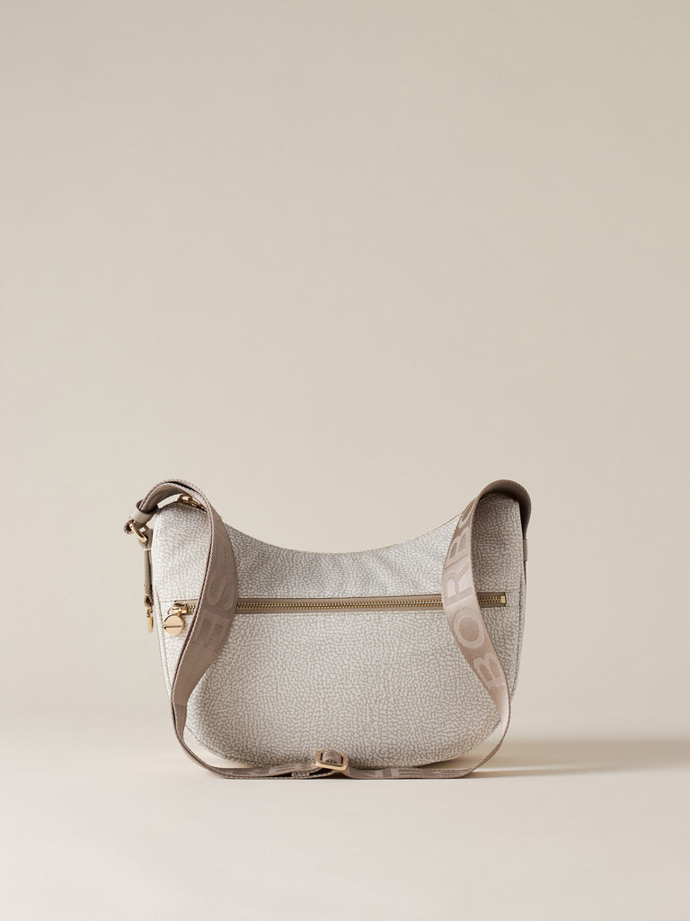 Recycled OP Fabric and Leather Hobo - ECO LINE LUNA BAG SMALL - Borbonese