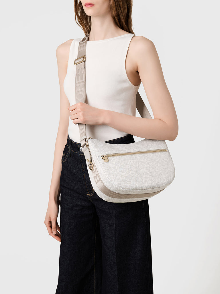 Hobo di tessuto riciclato Op e Pelle - ECO LINE LUNA BAG SMALL - Borbonese