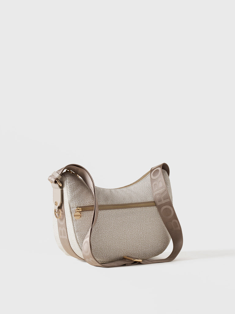 Hobo di tessuto riciclato Op e Pelle - ECO LINE LUNA BAG SMALL - Borbonese