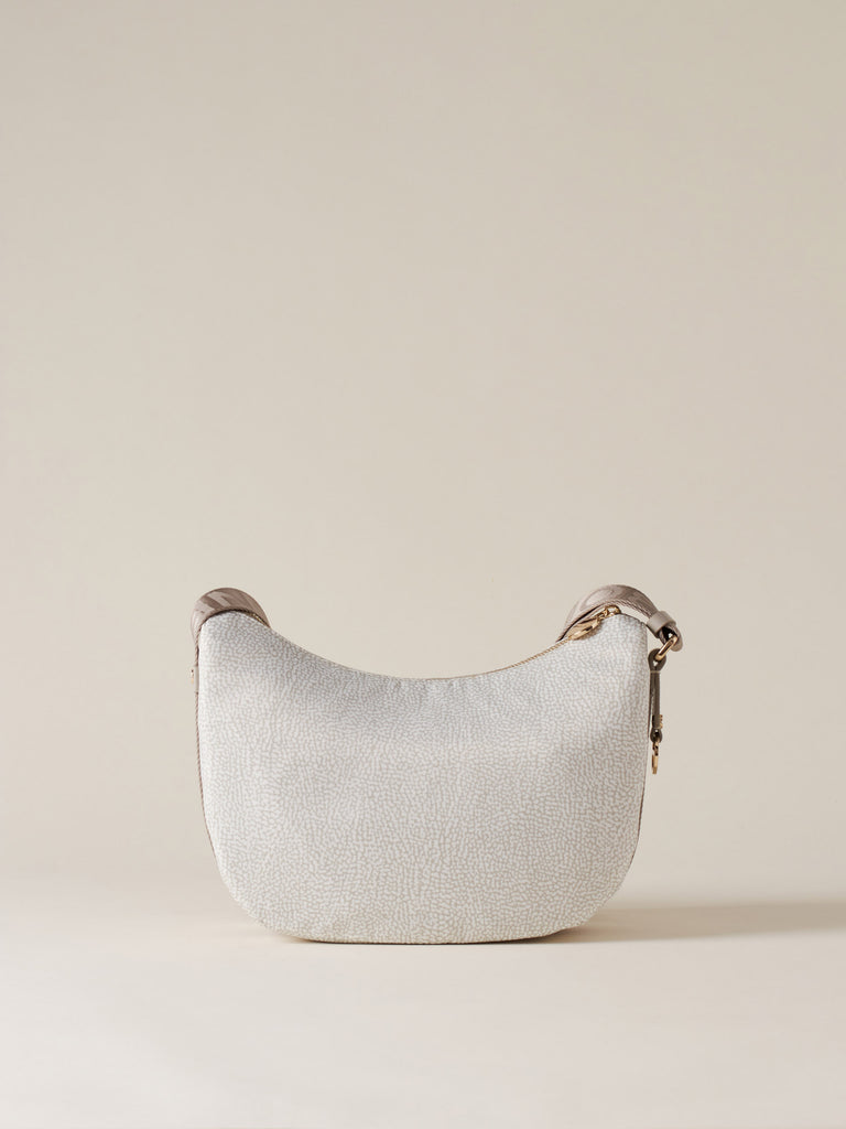 Hobo di tessuto riciclato Op e Pelle - ECO LINE LUNA BAG SMALL - Borbonese