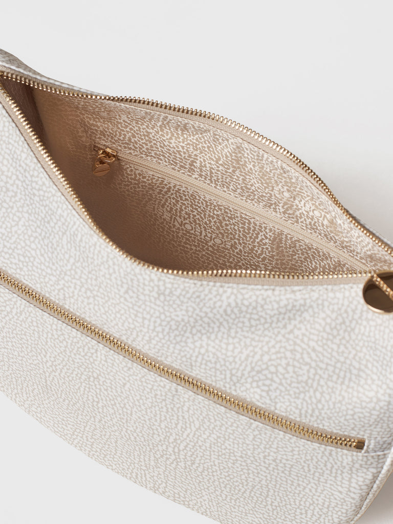 Hobo di tessuto riciclato Op e Pelle - ECO LINE LUNA BAG SMALL - Borbonese