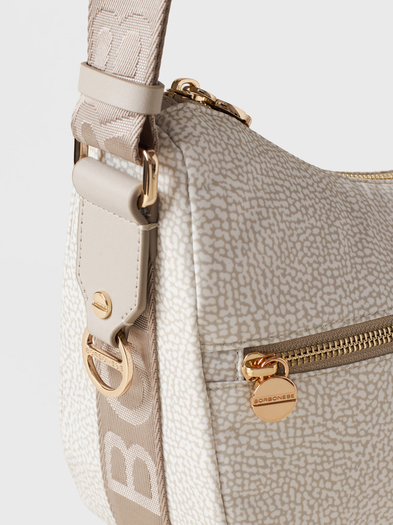 Hobo di tessuto riciclato Op e Pelle - ECO LINE LUNA BAG SMALL - Borbonese