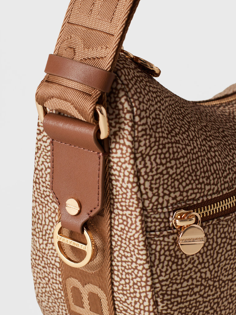 Hobo di Tessuto riciclato OP e Pelle - ECO LINE LUNA BAG SMALL - Borbonese