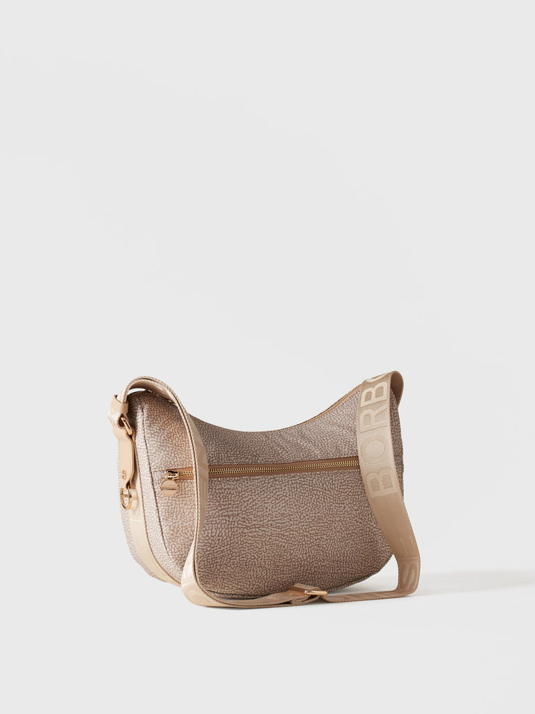 Hobo di tessuto riciclato Op e Pelle - ECO LINE LUNA BAG SMALL - Borbonese