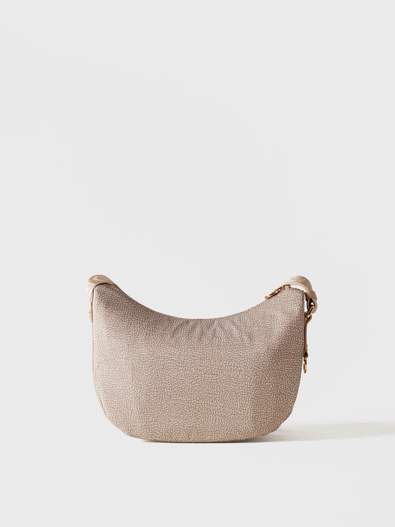 Hobo di tessuto riciclato Op e Pelle - ECO LINE LUNA BAG SMALL - Borbonese