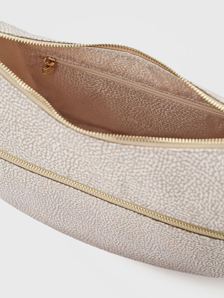 Hobo di tessuto riciclato Op e Pelle - ECO LINE LUNA BAG SMALL - Borbonese
