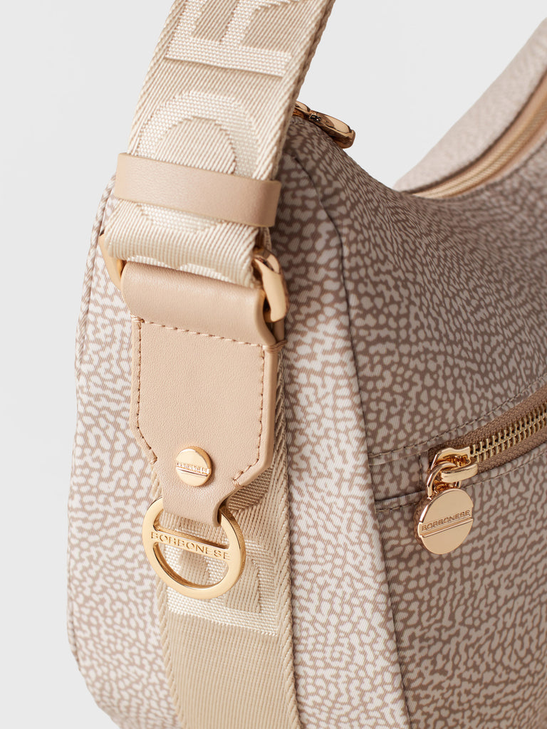 Hobo di tessuto riciclato Op e Pelle - ECO LINE LUNA BAG SMALL - Borbonese