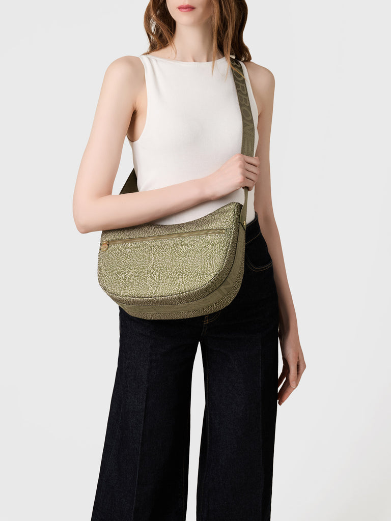 Hobo di tessuto riciclato Op e Pelle - ECO LINE LUNA BAG SMALL - Borbonese
