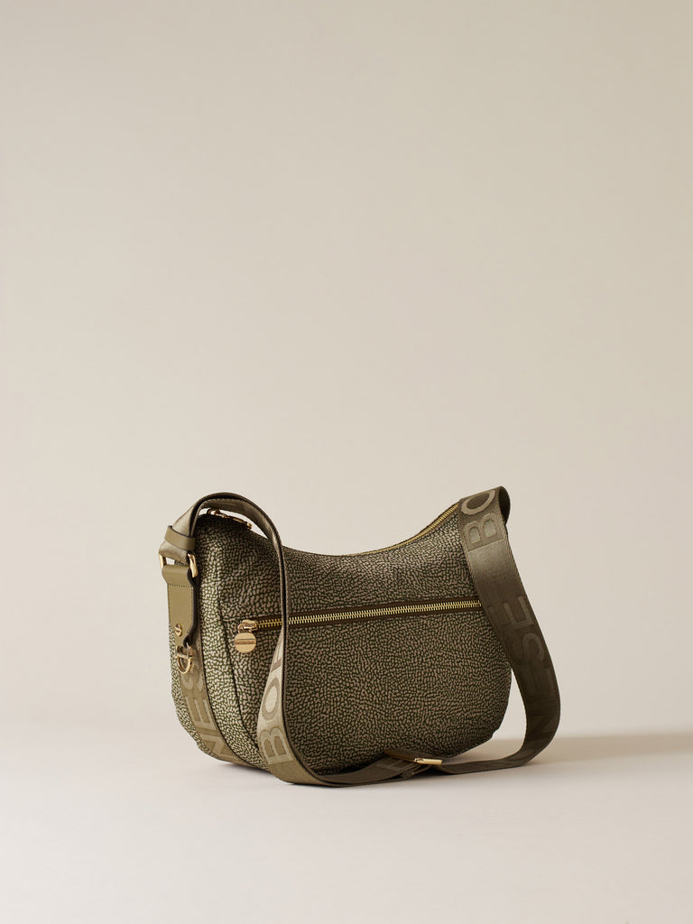 Recycled OP Fabric and Leather Hobo - ECO LINE LUNA BAG SMALL - Borbonese