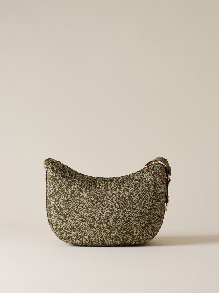 Recycled OP Fabric and Leather Hobo - ECO LINE LUNA BAG SMALL - Borbonese